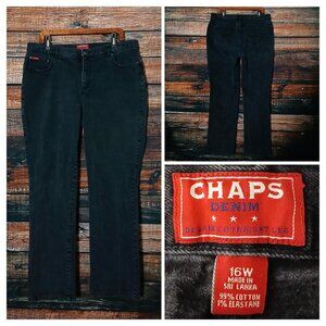 Chaps Jeans Plus Size 16W Straight Mid Rise Black Denim Stretch